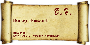 Berey Humbert névjegykártya